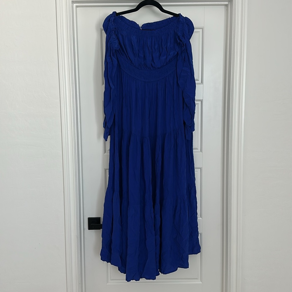 ZESICA Off Shoulder Smocked Flowy A Line Maxi Dress - Picture 8 of 8